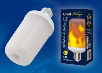 Лампа светодиодная декоративная (UL-00003360) Uniel E27 6W матовая LED-L60-6W/FLAME/E27/FR PLD01WH