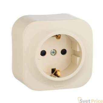 Розетка 2К+З Legrand Quteo 16A 250V с/з со шторками слоновая кость 782250